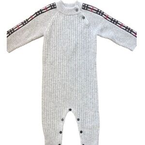 Burberry Gray and Black Kids One Piece Bodysuit